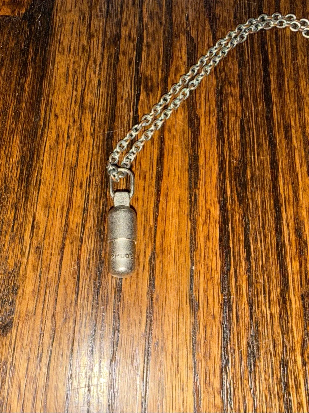 Rhude Pill Pendant Silver Roll Chain Necklace
